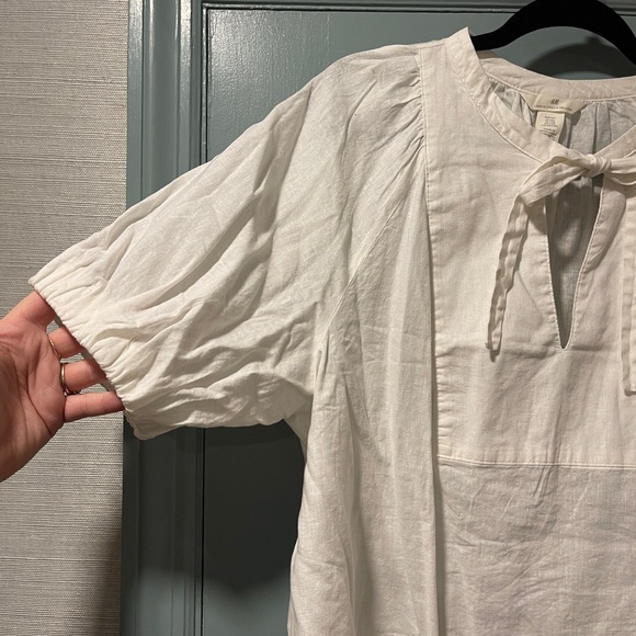 Tie front bow puffy sleeve shirt - Picture 5 of 7